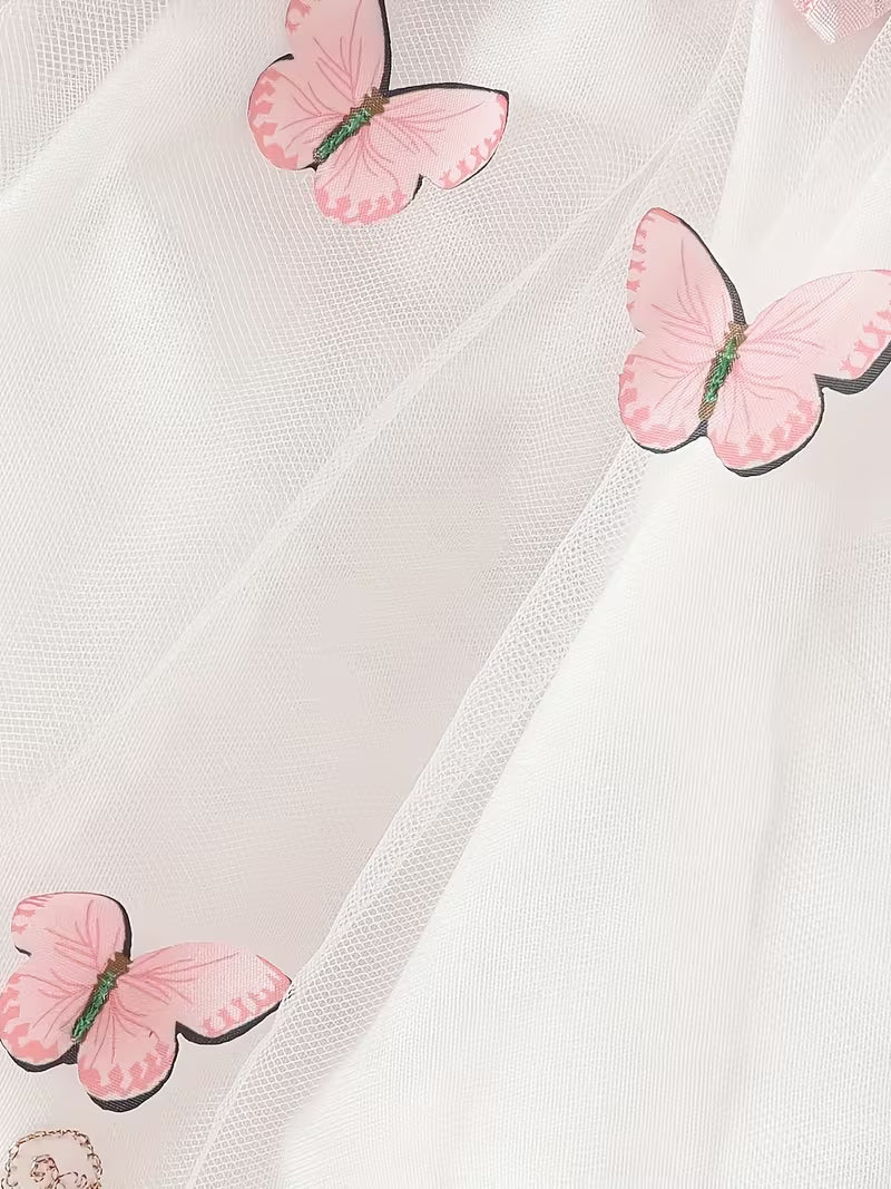 Robe Princesse "Papillons Enchantés" – Ensemble 3 Pièces (Rose & Blanc)| Princess dz