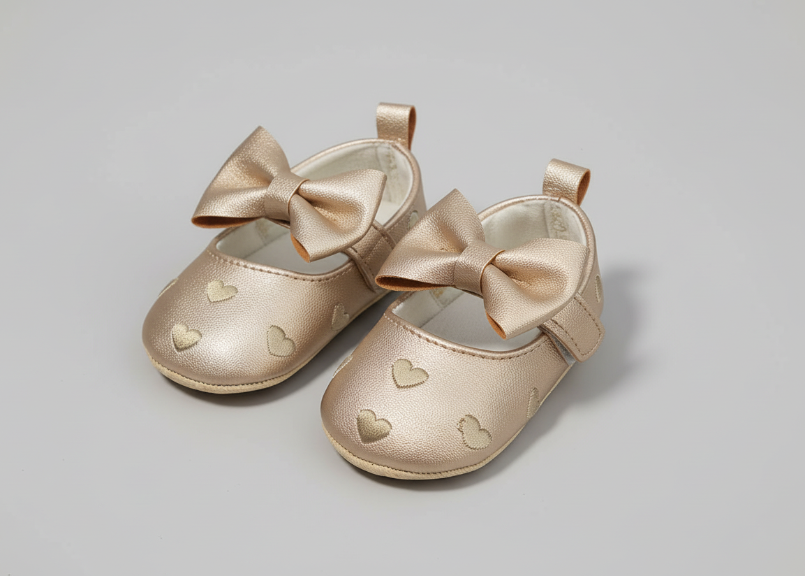 Chaussures Ballerines Dorées "Cœur Scintillant" | Princessdz