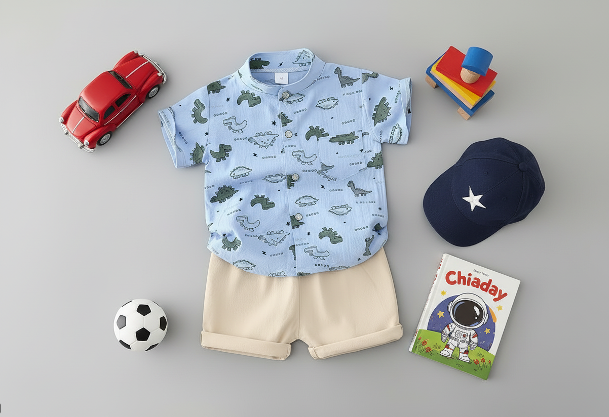 Ensemble d'été "Dino-Aventure" : Un look frais et amusant pour votre petit explorateur | Princess dz