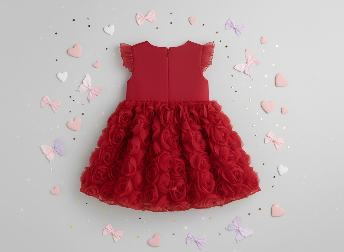 Robe de Cérémonie "Roseraie Royale" – Rouge Passion  | Princess dz