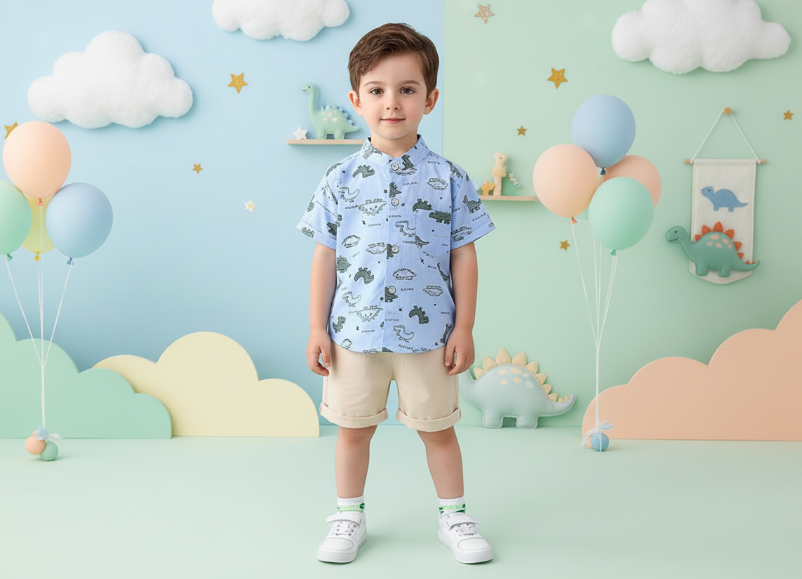 Ensemble d'été "Dino-Aventure" : Un look frais et amusant pour votre petit explorateur | Princess dz
