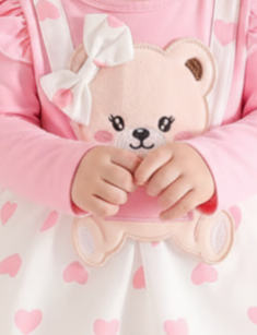 Robe à manches longues avec broderie ours | Princess Dz