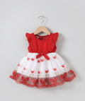 Robe "Papillons de Printemps" Rouge et Blanc  | Princess DZ