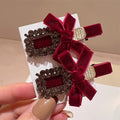 Barrettes Bijoux en Velours Bordeaux | Princessdz