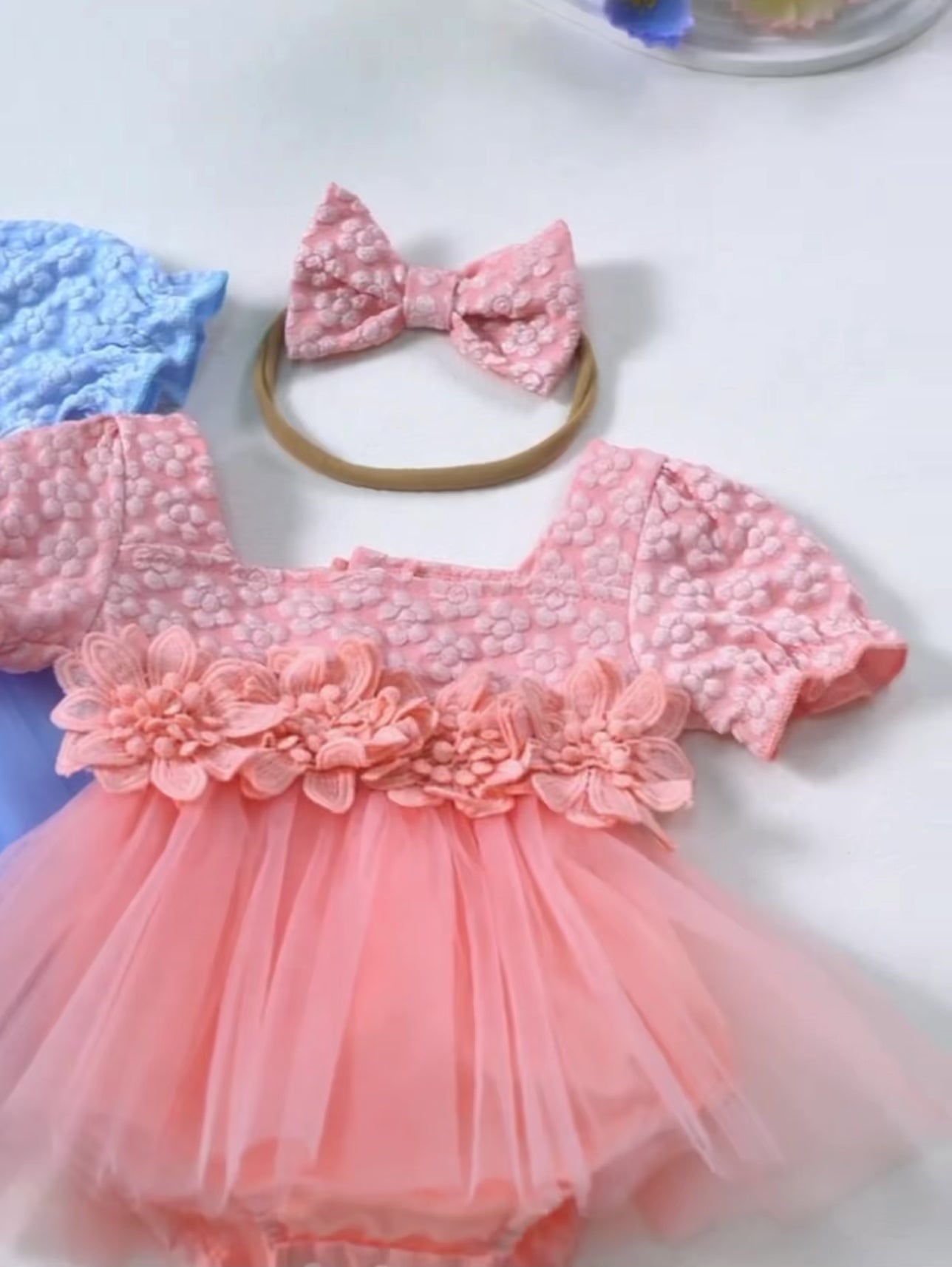 Robe Barboteuse "Rose Féerique" avec Bandeau Assorti | Princess dz
